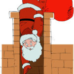 рисунок Санта Клаус спускается по дымоходной трубе